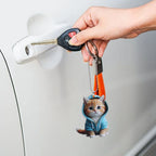 Acrylic Cat Pendant Key Chain 2D Flat Kitten Hanging Keychain Lifelike Kitten Bag Pendent Cartoon Animal Keyring Accessories