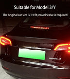 For Tesla Model 3 Highland Car High Mounted Taillight Brake Lamp Car Brake Projection Board PVC Tail Light Emblem Stickers Amagi