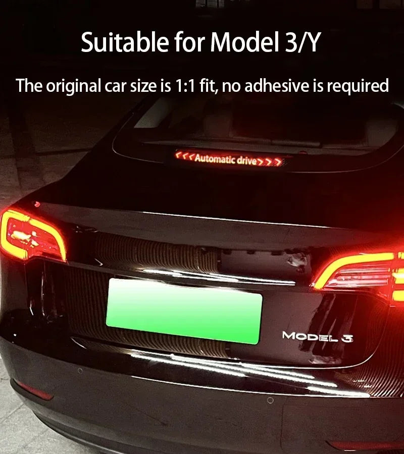 For Tesla Model 3 Highland Car High Mounted Taillight Brake Lamp Car Brake Projection Board PVC Tail Light Emblem Stickers Amagi