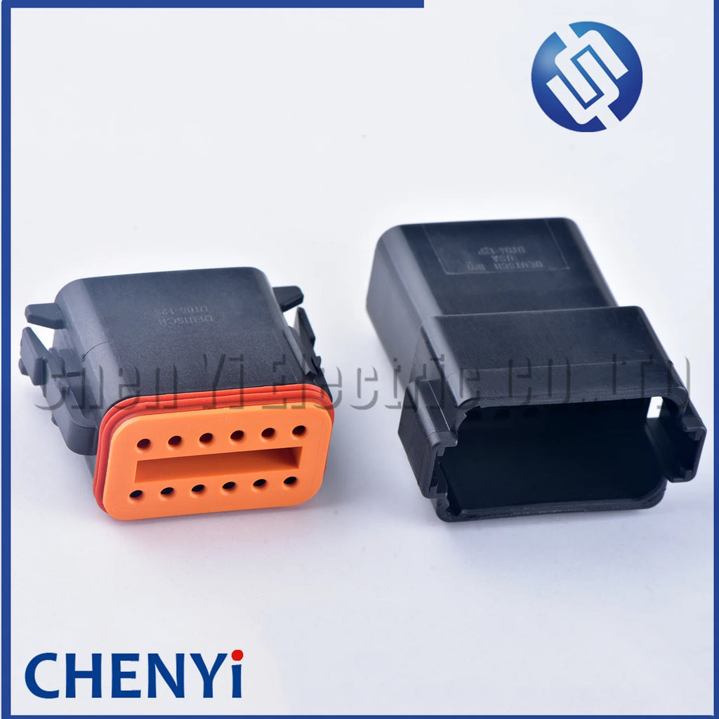 Black 12 Pin Male Female Automotive Waterproof Connector Sealed Plug DT06-12SB DT04-12PB With Pins For Deutsch DT Series