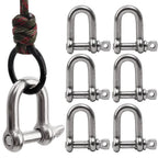 Stainless Steel D Link Shackle Ring Hooks Lifting Shackle Lock Wire Rope Clips D-Type Rigging Shackle Hooks Boat Hardware Tools
