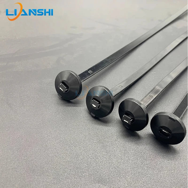 8*380mm automotive base plate cable ties, circular fixed head for automotive frame wiring harness cable ties