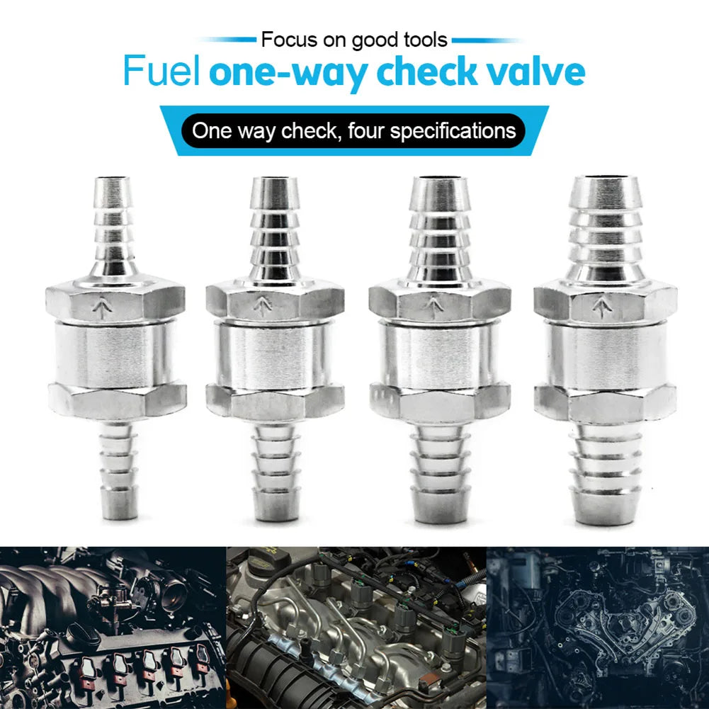 Fuel Non Return Check Valve 6/8/10/12mm Aluminium Alloy Petrol Fuel Line Way Aluminium 1 Way Fuel Line Check Valve
