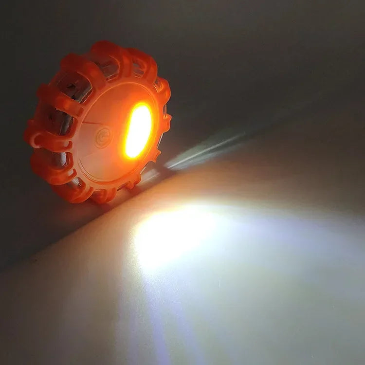 3 Pack LED Road Flares Emergency Warning Lights USB Rechargeable Magnetic Flashing Base Safety Disc for Roadside Assistance Amag
