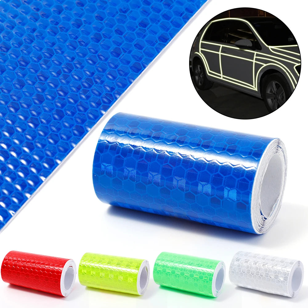 Car Reflective Tape Safety Warning Car Decor Sticker Reflector Anti-collision Strip Protective Tape Strip Film Auto Moto Sticker