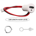 USB-C Waterproof Female Socket with LED Indicator – 2-Pin Pigtail for Car RV Motorcycle Boat