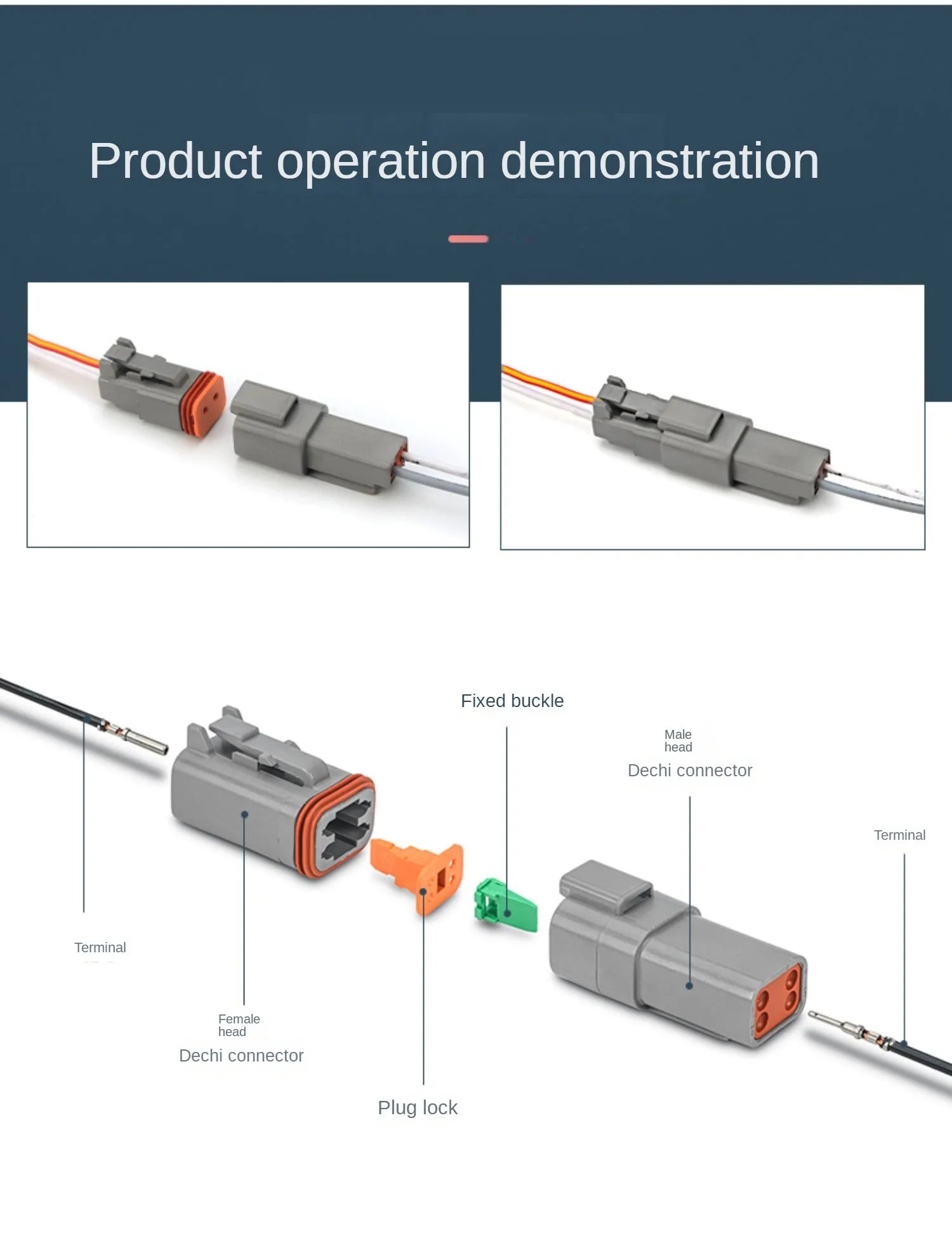 Deutsch DT Series 8-Pin Waterproof Connector Set, Male Female Electrical Plug for 16–22 AWG Automotive Wiring DT04-8P DT06-8S