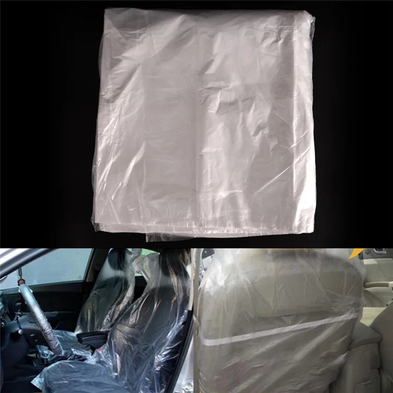 10PCS Universal Car Disposable PE Plastic Soft Seat Vehicle Cover Waterproof Car Repair Beauty Disposable Cover For BMW Honda
