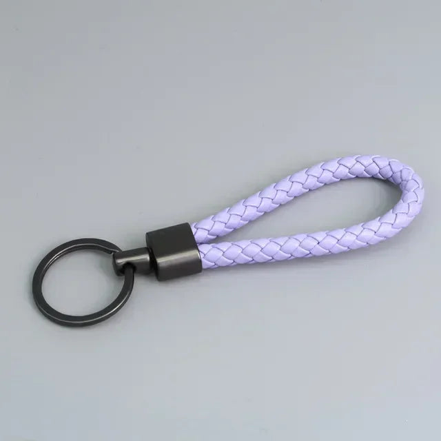 Trend Black Pink Color Braided Rope Car Keychain Fresh Ice Cream Color Key Pendant Sheep Pattern High Ring Leather Rope Amagi