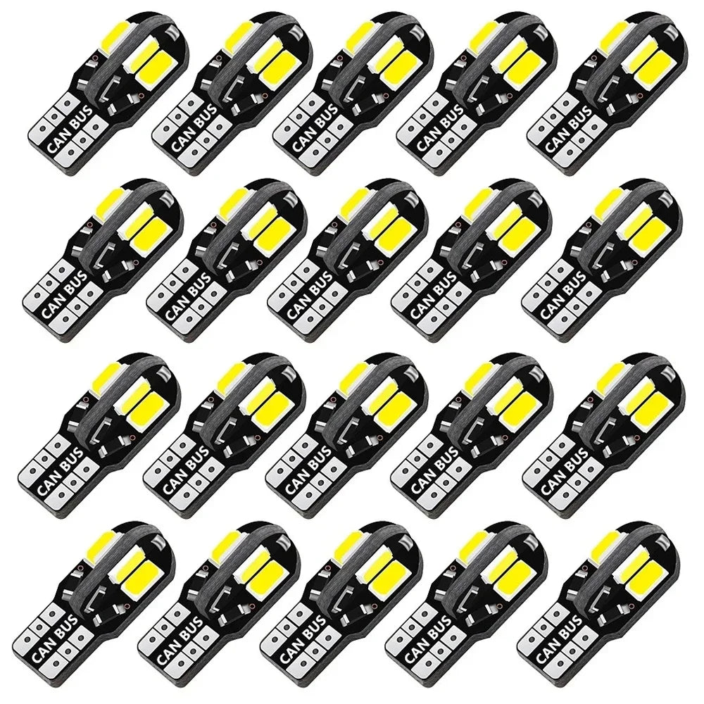 10/20PCS W5W T10 LED Bulbs Canbus 5730 8SMD 12V 6000K 194 168 LED Car Map Dome Lights Parking Light Auto Signal Lamp Amagi