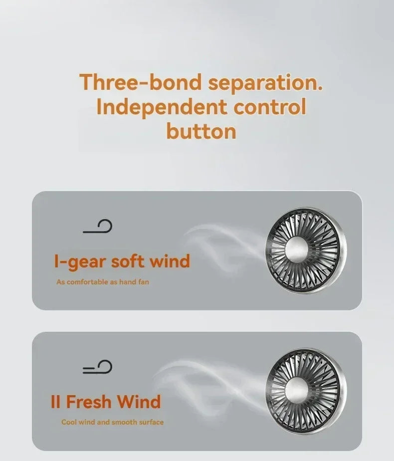 Car USB Fan Dual Head Cooling Air Hose Fan for Backseat 360°Rotation 3-Speed Auto Headrest Fan For Rear Seat Amagi
