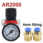 AR2000 Pneumatic Air Compressor Pressure Regulator Reduction Valve with 1/4'' Thread BSP and 4MM,6MM,8MM,10MM,2MM Fittings