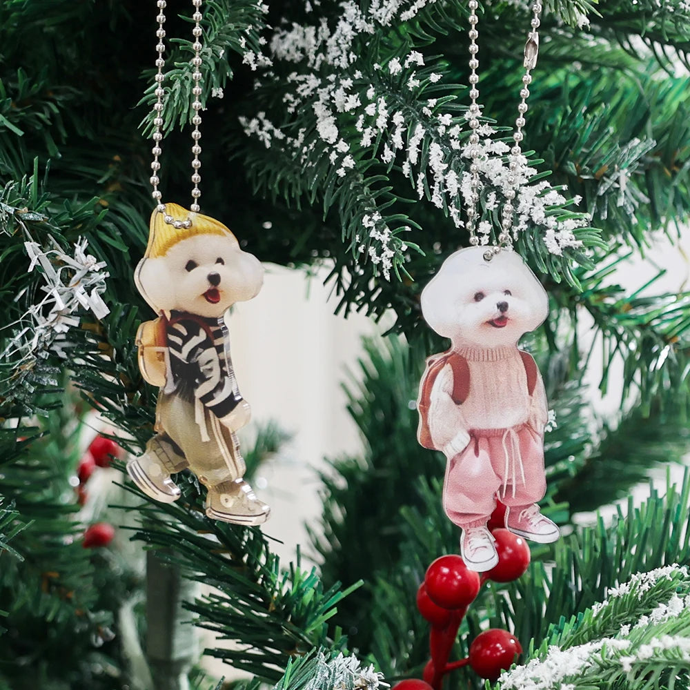 Creative Car Hanging Ornaments Puppy Man Backpack Gifts for Women Men Car Decoration Accessories Keychain Pendant Cute Teddy Dog