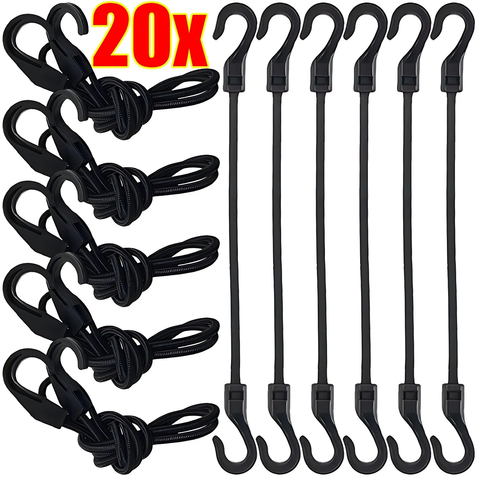 Heavy Duty Bungee Cords with Hooks Elastic Tie Down Straps for Car Roof Rack Motorcycle Luggage Cargo Net Camping Tent Rope