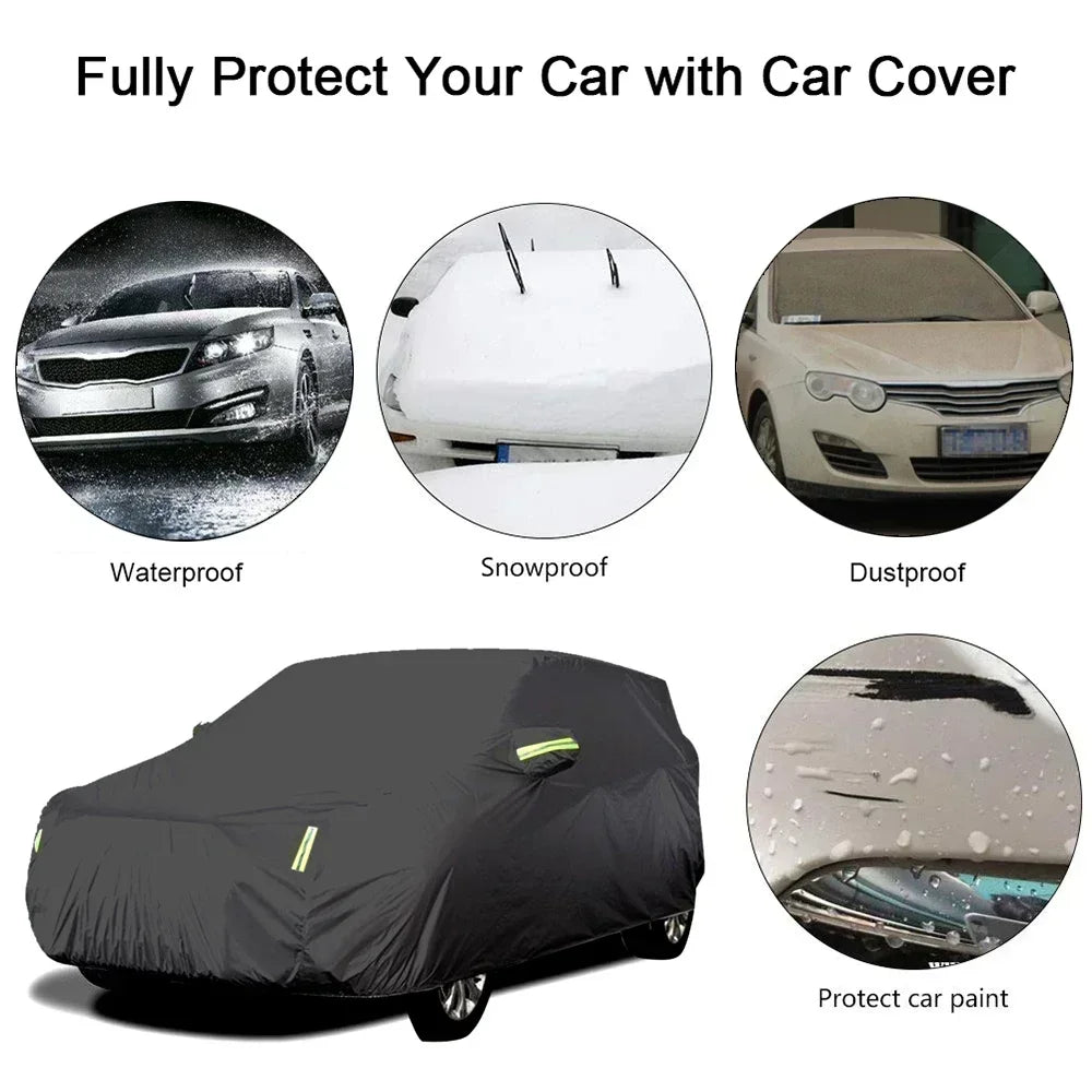 Universal For Audi A3 A4 A5 A6 A7 B7 B8 C5 Q2 Q3 Q5 7 Body Full Covers Black/Silver Outdoor Sun Snow Rain Protection Cover Amagi