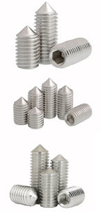 250Pcs/Box M3/M4/M5/M6/M8 Stainless Steel Allen Head Socket Hex Set Grub Screw Assortment Cup Point Set Screws With Plastic Box
