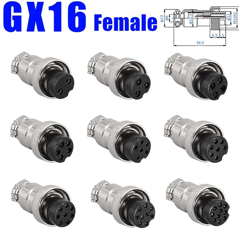 GX12 GX16 GX20 Aviation Connector Plug Socket Set, 2–15 Pin Male Female Circular Docking Connector for Electrical Equipment
