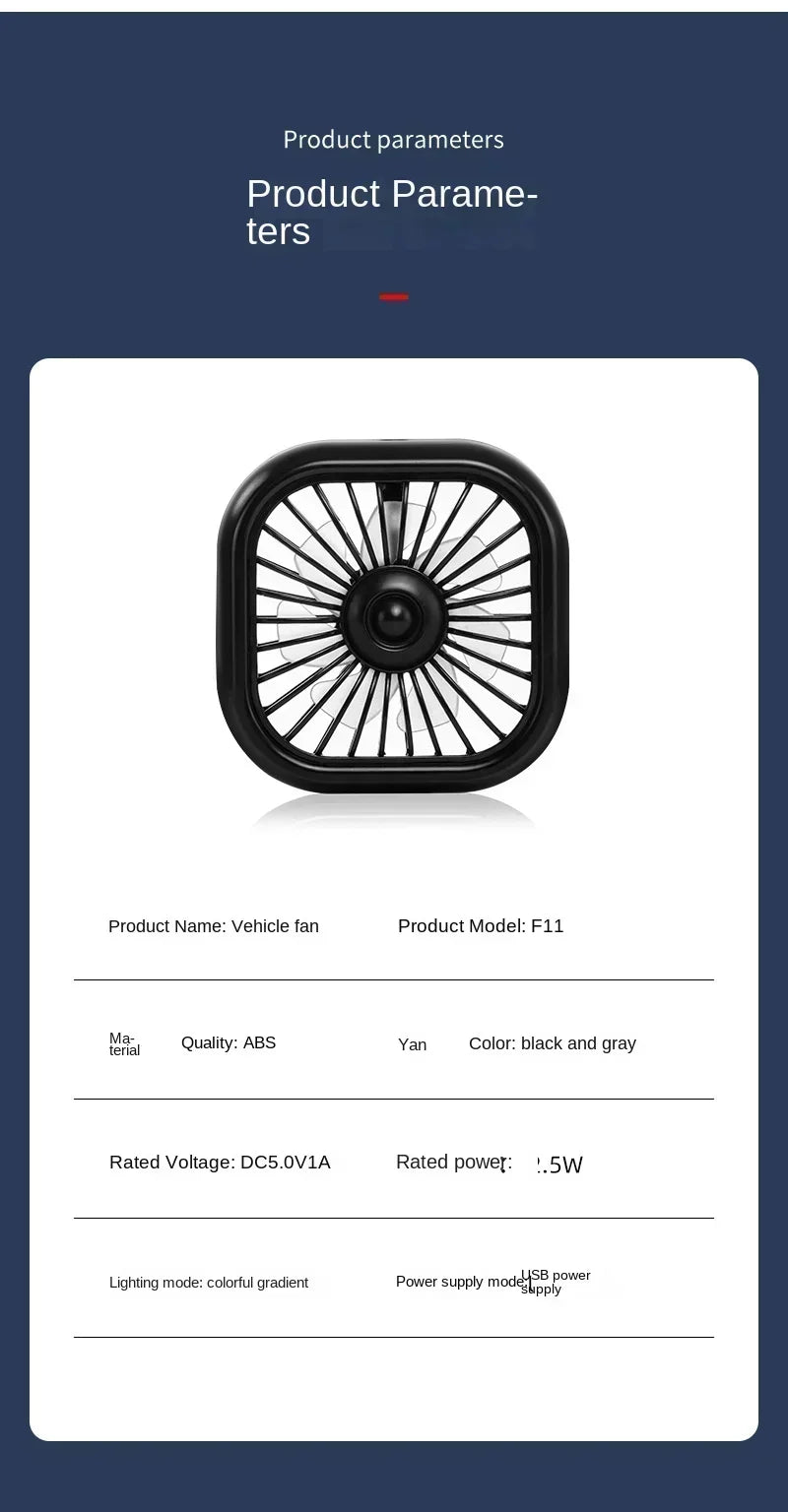 Mini Car Air Outlet Cooling Fan Adjustment Powerful USB Light Creative Low Noise Multi-function Mini Interior Fan Cooler Amagi