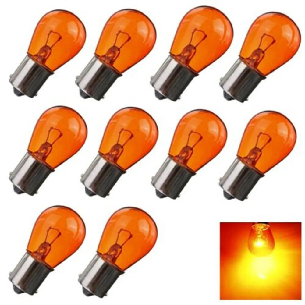 10Pcs 21W Amber Indicator Bayonet Base Lamp Turn Signal Car Light Car Interior Bulb Auto Dashboard Warning Indicator