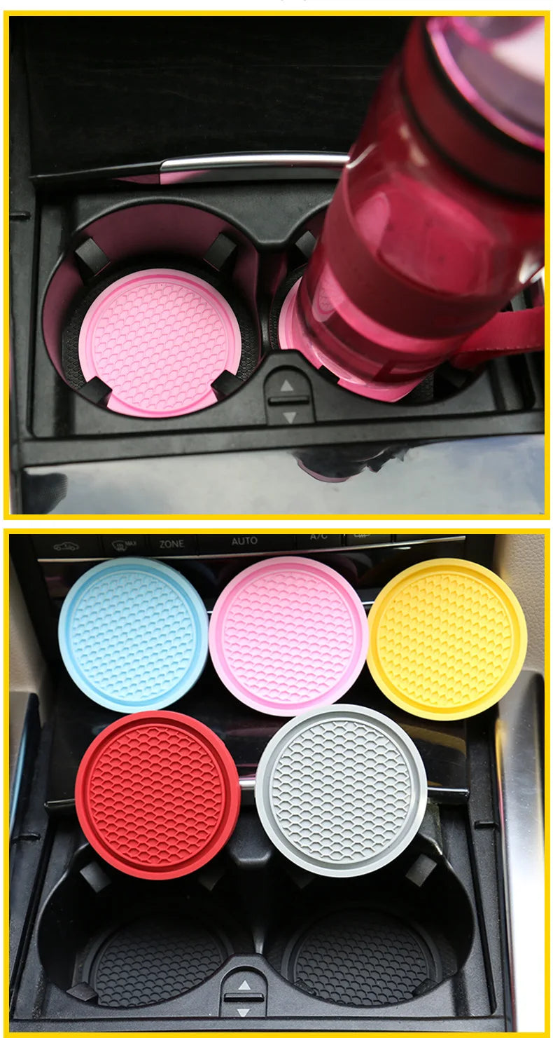 New Bling Rhinestone Cup Holder Drink Pad Interior Decoration Cute Anti-slip Round Durable Mat Coaster Heat Resi Car Accessories