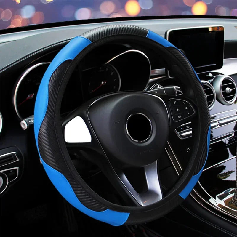 38 Cm/15 Inches Universal Car Faux Leather Steering Wheel Cover Sweat-absorbent And Breathable Handle Interior Upgrade New Amagi