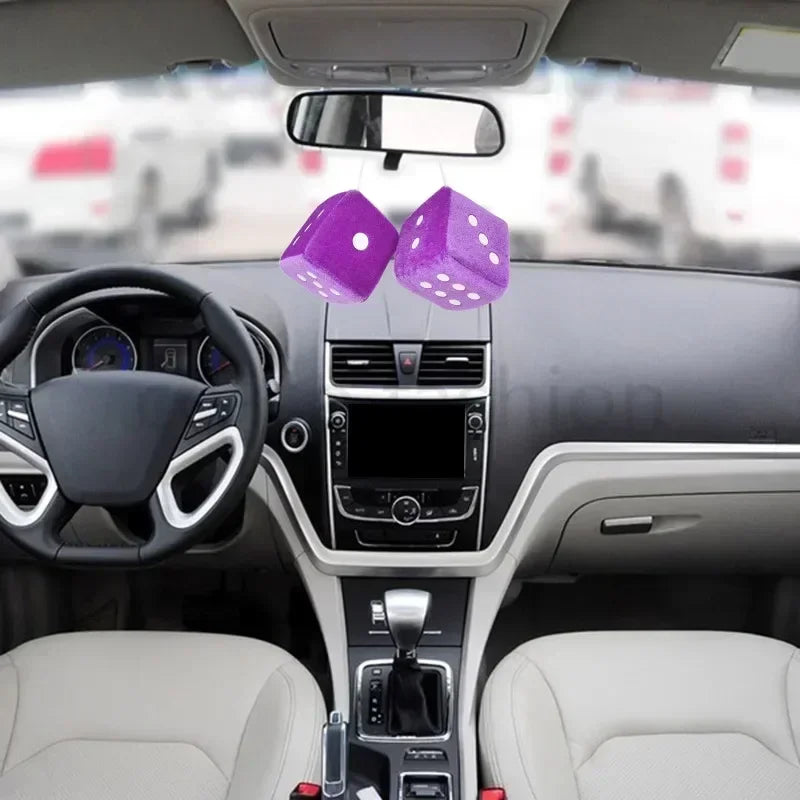 Dice For Car Mirror Auto Rear Mirror Plush Dice Soft And Fuzzy Car Charm Interior Ornament For Sedan Truck SUV Hangable Amagi