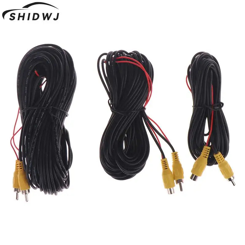 RCA Male Female Car Reverse Rear View Parking Camera Video Extension Cable Cord with Trigger Wire 5 10 15 20 Meters