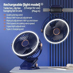 Rechargeable Desktop and Clip on LED Light Fan with Circulating Air Fan, 2000mAh, Portable Wireless Mobile Ceiling Fan Amagi