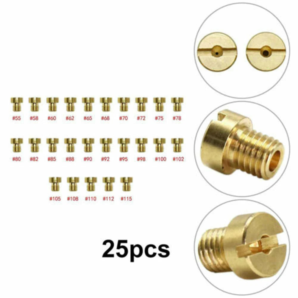 25pcs Carburetor Main Jet 55-115 M6 For Dellorto & For Mikuni 6mm Thread Carburetors Injector Nozzle Main Jet Set
