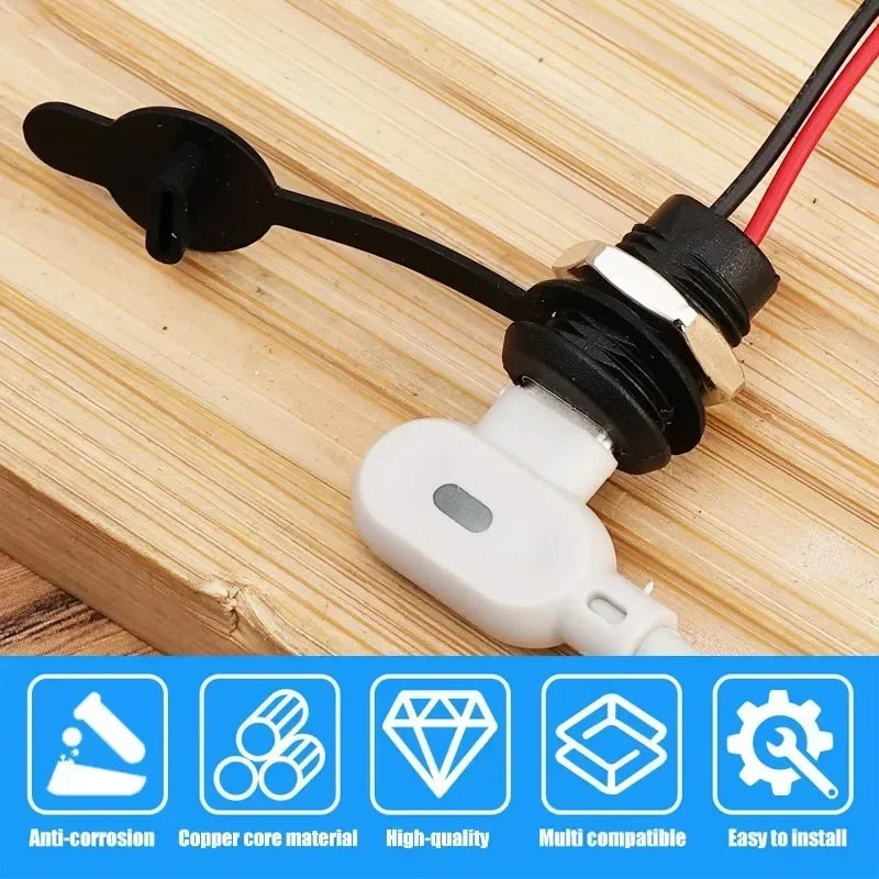 1/5/10PCS 2 Pin Type-C Female Socket USB C Connector Waterproof Jack Female Charging Port with Card Buckle Lock Board
