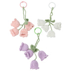  3PCS Cute Lily Of The Valley Car Rearview Mirror Pendant Hand-crocheted Car Bellflower Hand Knitted Hanging Pendant