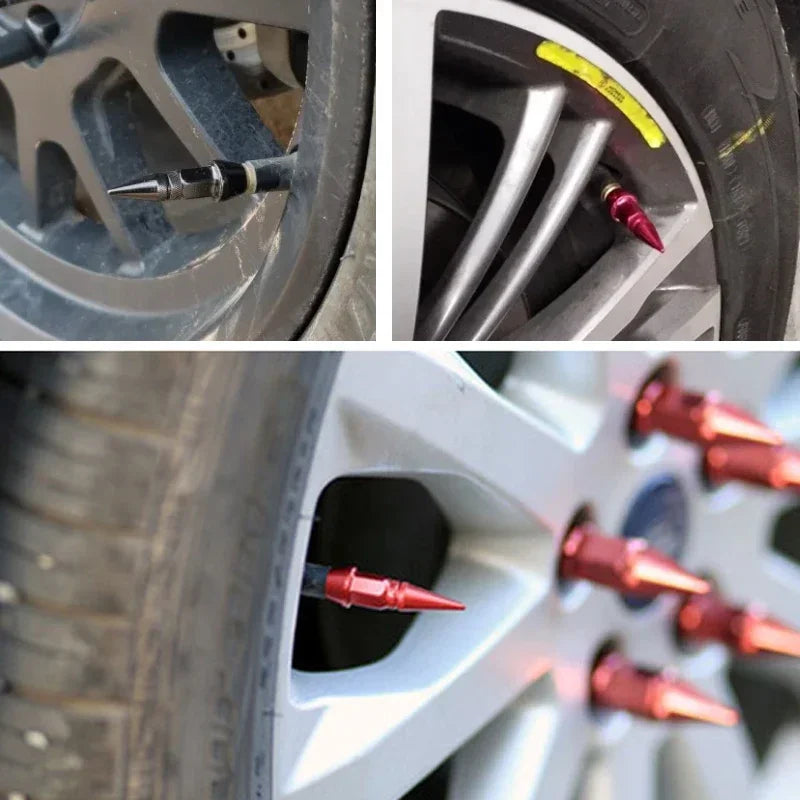 4pcs Premium Aluminum Spike Wheel Stem Caps 45/60mm for Cars Trucks Bikes Motocycles Valve Dust Protection with Edgy Style amagi