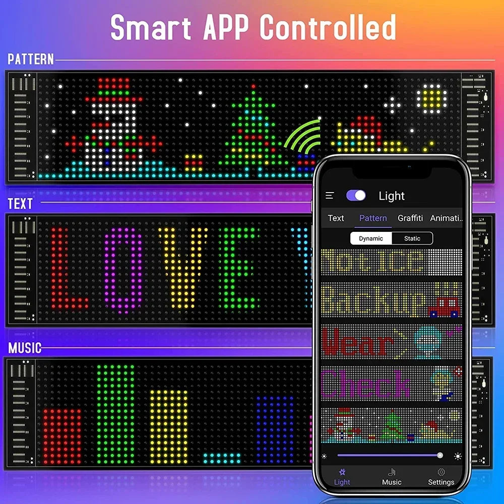 Devil Eyes LED Matrix Display Flexible Pixel Screen APP Controlled Scrolling Car Truck Window Light Panel Waterproof DIY Amagi