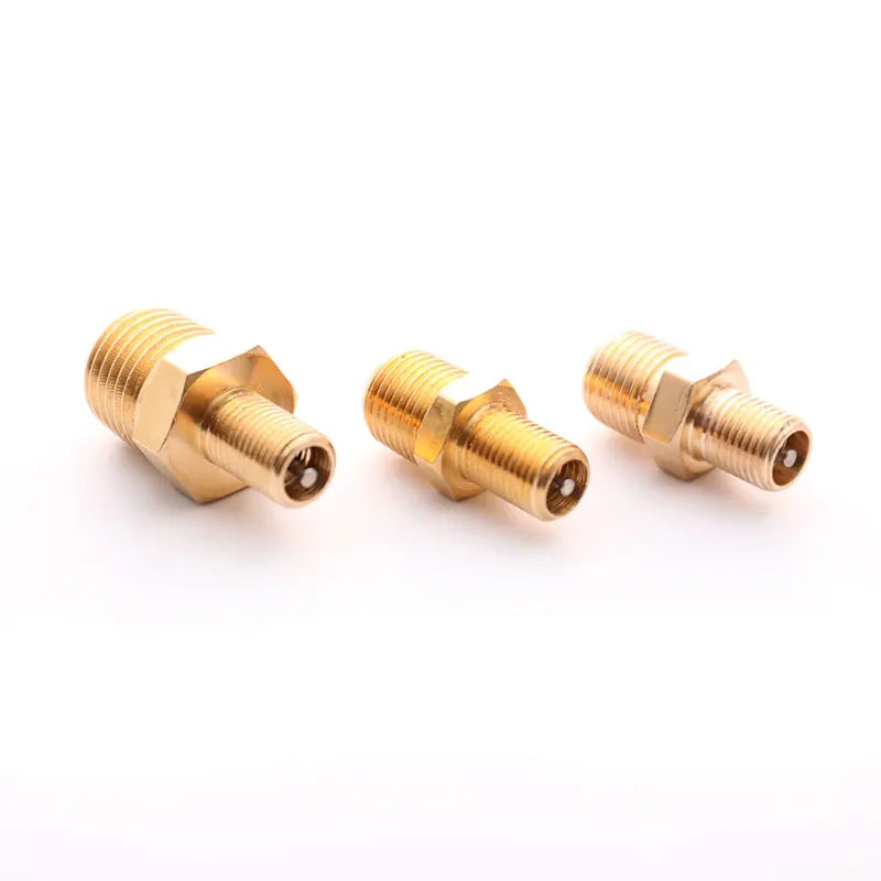 2Pcs M10/1/8''/1/4'' NPT MPT Brass Air Compressor Tank Fill Valve Double Head