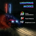 3FT Spiral Whip Lights Remote Control Turn Signal Brake Function Dream-Color Dancing For UTV RZR Can-Am SxS Sand Dune Buggy Truc