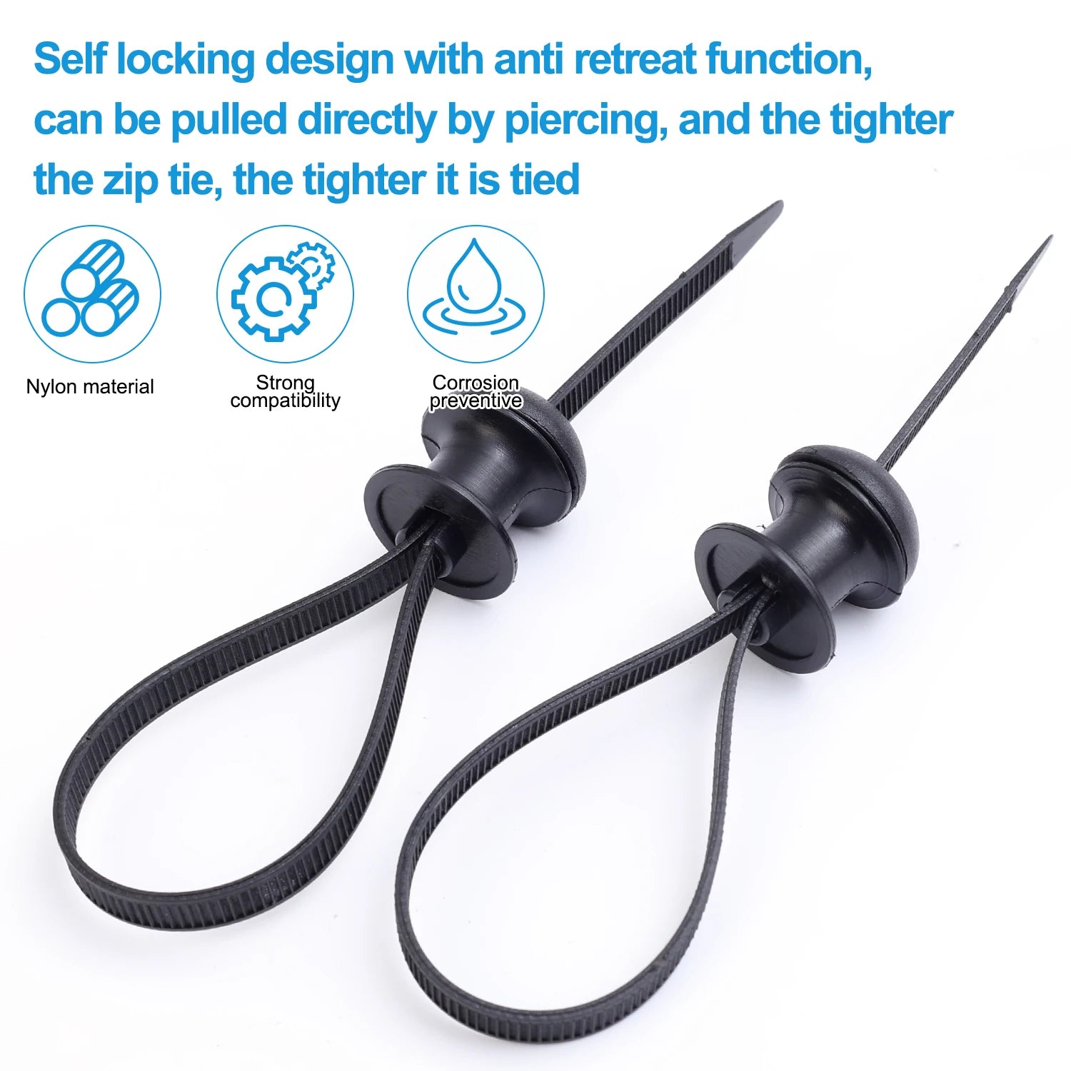 10/1pcs Black Nylon Car Motocycle Base Plate Cable Plastic Loop Tag Self-Locking Zip Ties Installation FIxed Seat Frame Clips