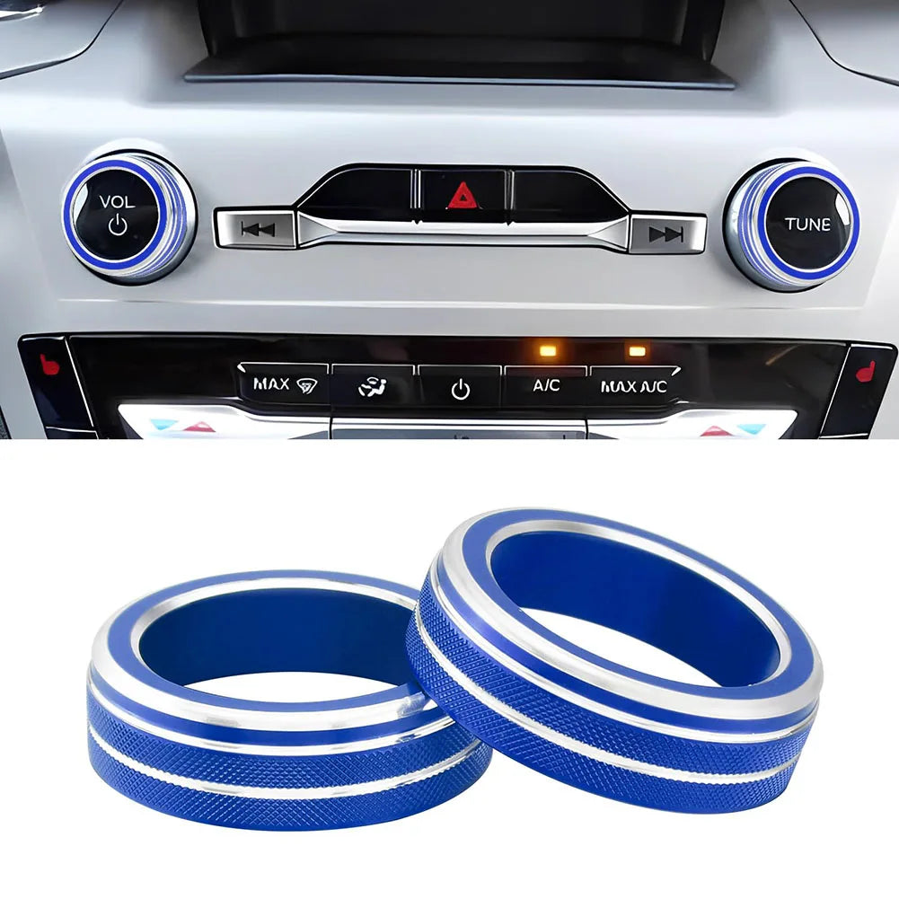 2pc AC Volume Control Switch Knob Trim Cover Ring For Ford For Explorer 2020-2025 Volume Knob Cover Switch Trim Car Styling Trim