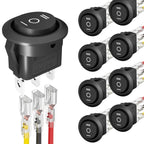 1/2PCS 12V Round Rocker Switch DC SPDT Circle Toggle Switch with Wires for Auto Marine Boat Switches Modified 3 Pin ON Off ON