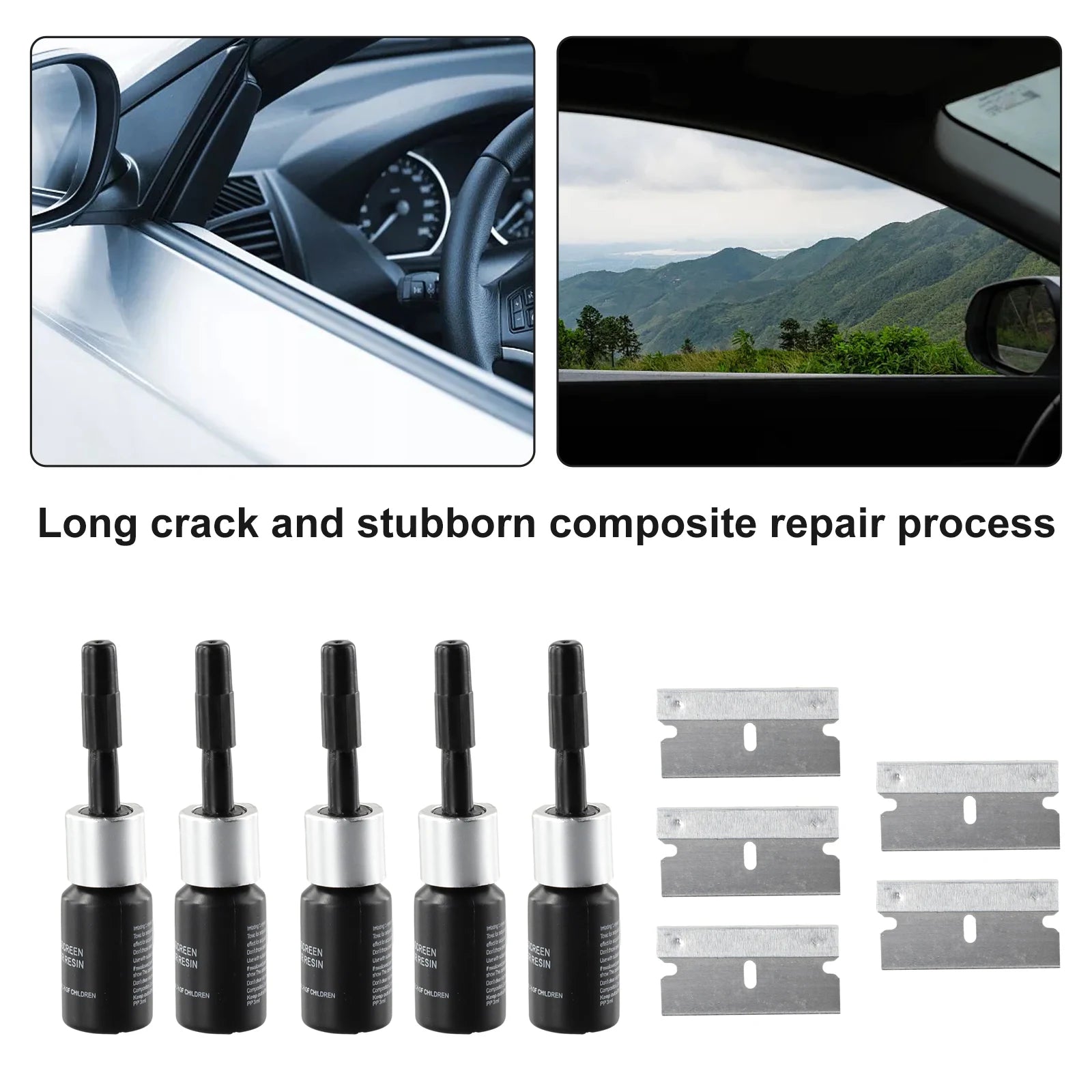 5PCS Automotive Windshield Glass Crack Nano Repair Fluid Car Resin Scratch Crack Restore Fluid Glass Curing Glue Car Accessories