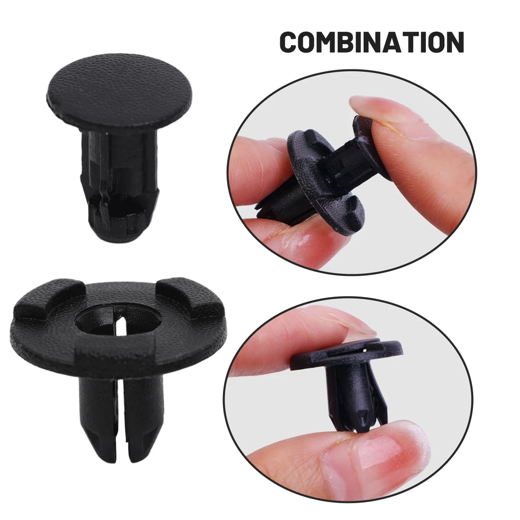 50/10pcs Diameter 8mm Black Plastic Auto Fasteners Rivets Clips Vehicle Car Bumper Door Panel Fender Liner Clips Retainer