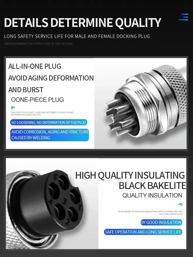 GX12 GX16 GX20 Waterproof Aviation Connector 2 3 4 5 6 7 8 9 10 12 15Pin M/F, 5/10/20 Sets for Industrial Machinery Panel Wiring
