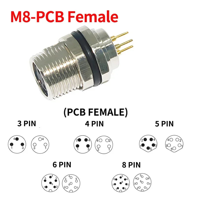 M8 Waterproof Aviation Connector Set, 3–8 Pin Male Female Plug & Socket for Proximity Sensor, Straight Right Angle/Flange Mount