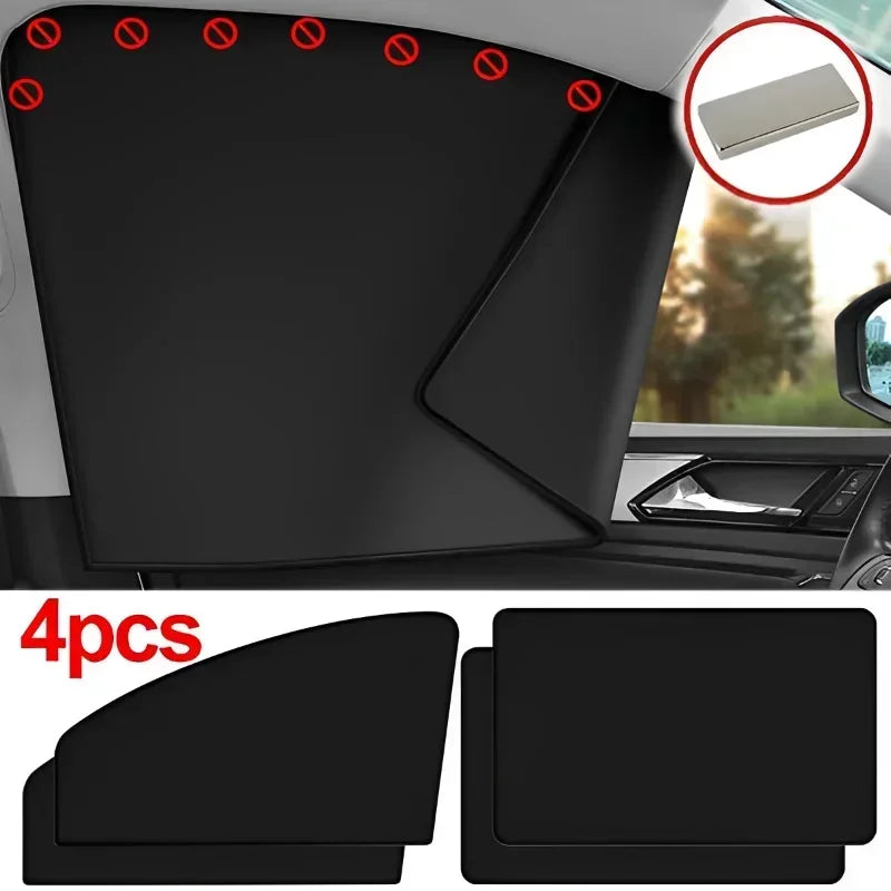 Car Side Window Sun Shades Summer Sunshade Curtains Foldable Heat Insulation Cloth Cover Magnetic UV Blocking Curtain Amagi