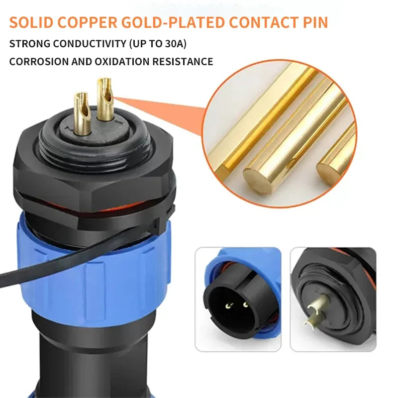 5/10/100 Sets SP16 SP17 SP20 SP21 2PIN-12PIN Screw Wiring Waterproof Aviation Connectors IP68, Electrical Cable Wire Connector