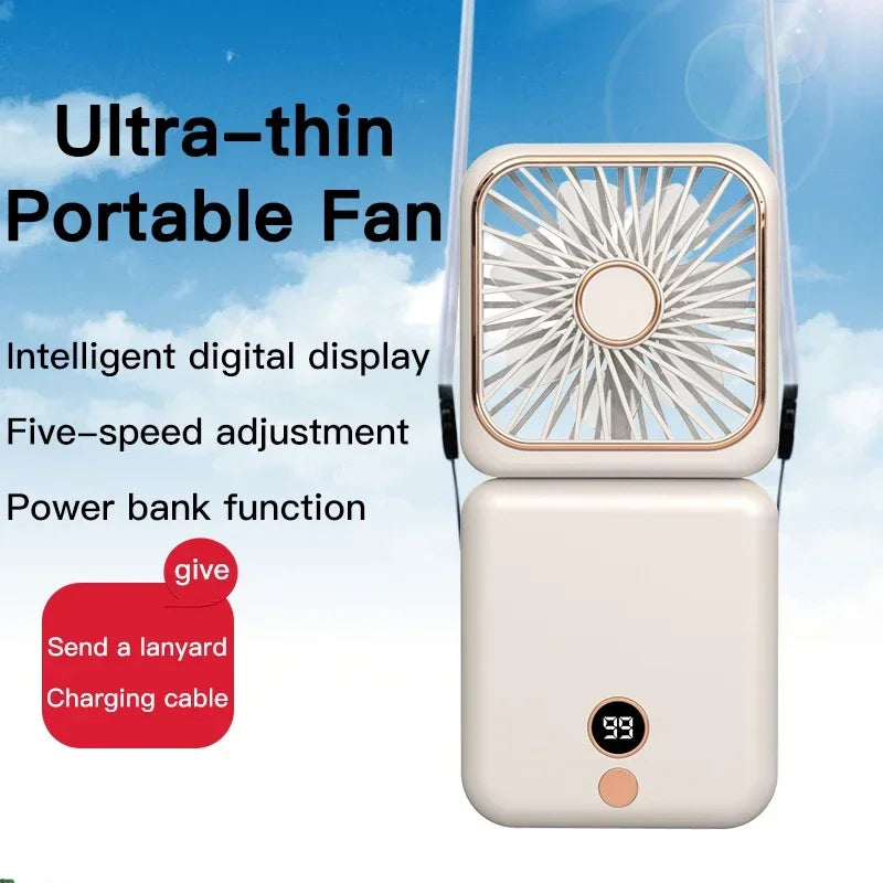 Foldable Neck Hanging Fan Adjustable Refrigeration Handheld USB Rechargeable Multifunctional Air Cooler For Outdoor Sports Amagi