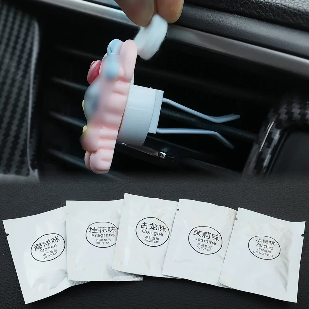 Car Air Fresheners Refills Lemon Peach Auto Air Vent Clip Replacement Set Pads Solid Fragrance Scent Air Freshener Refill Tablet