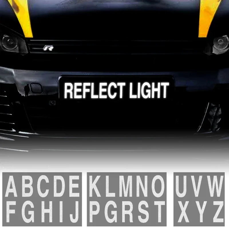 Night Reflective Alphabet Label Decal Car License Plate Number Reflective Stickers Mailbox Door Plate Number Waterproof Decals