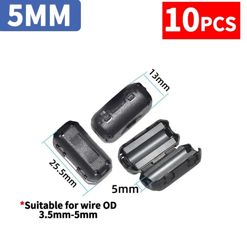 Anti-interference Snap Ferrite Filter For Cable Ferrite Core Choke Clip EMC Inner Diameter 3.5/5/7/9/11/13MM Degaussing Filter