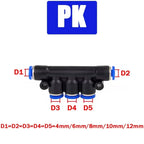 Pneumatic Push-In Tube Fittings – 4/6/8/10/12mm OD, Multiple Types: Straight Union, Elbow, Tee, Male Thread, Quick-Connect