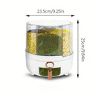6-Compartment 360° Rotating Airtight Food Storage Container - Moisture-Proof for Cereal, Candy, Rice - Kitchen Pantry Organizer